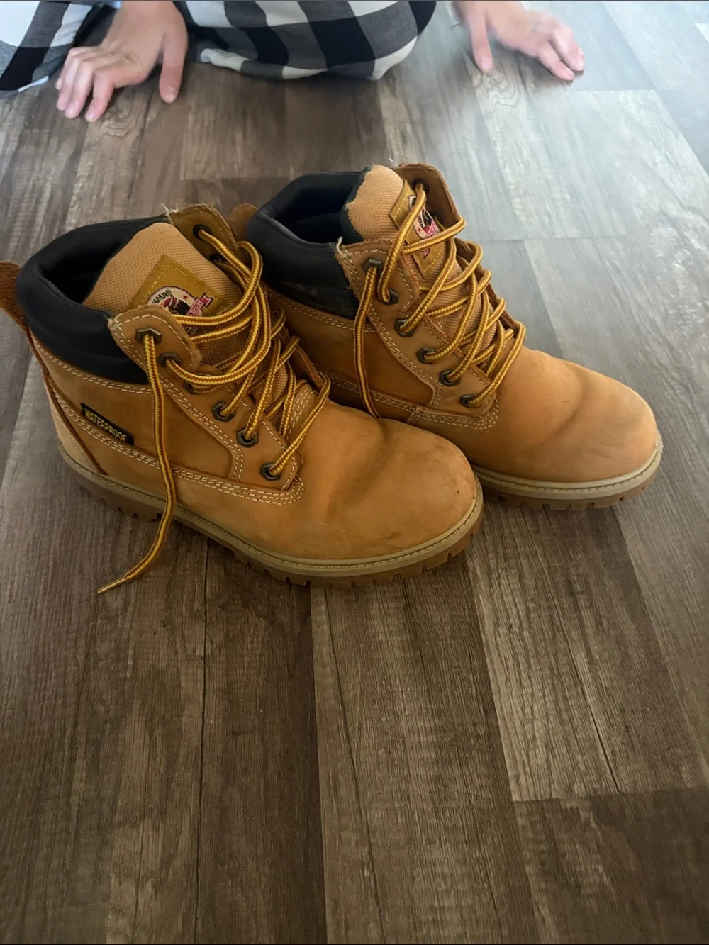 Men's Tan Work Boots with Padded Collar